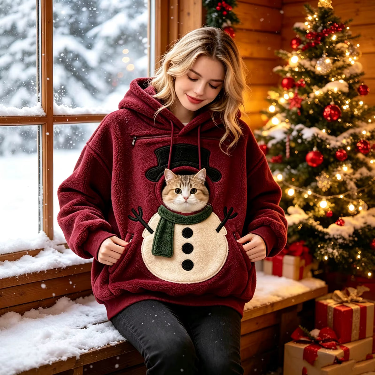 Christmas Hoodie With a Pocket for Your Pet